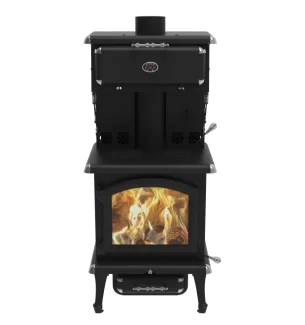 traditional design Centauri wood burning cookstove with overhead warmer by J. A. ROBY
