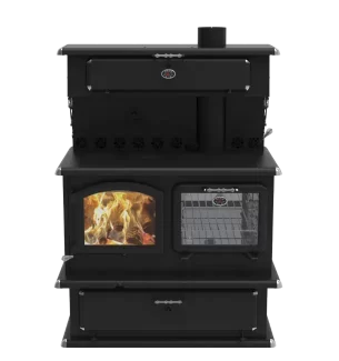 modern looking Cocinera wood burning cookstove with overhead oven and large ash tray by J. A. ROBY