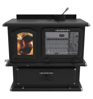 modern design ELDA wood burning cookstove with large ash drawer by J. A. ROBY